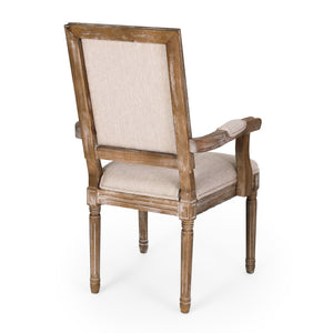 English Elm Christopher Knight Home® - Upholstered Dining Chair Set of 2 with Rubber Wood Legs, French Country Queen Anne Style Comfort and Flair Beige+Natural 71239.00BGENTL