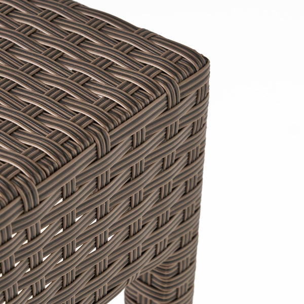 English Elm Outdoor Woven Rattan Backless Barstools Set of 2 Iron Frame Patio Counter Seating N772P368970D