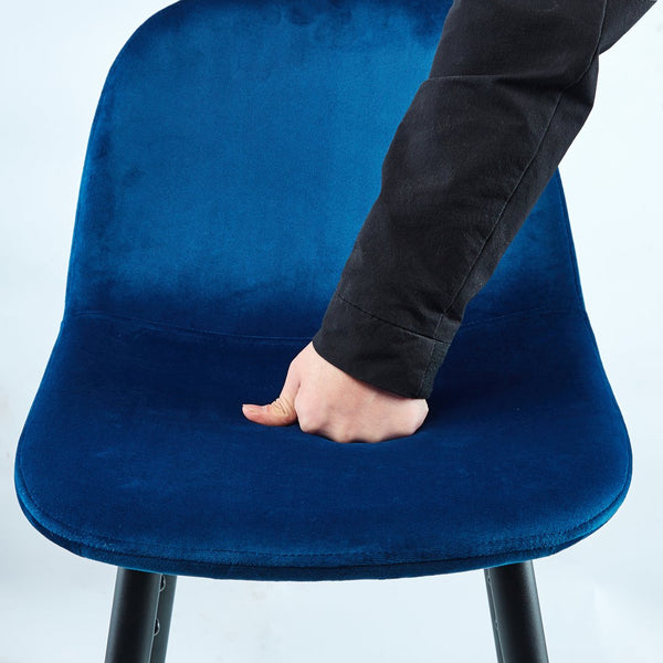 English Elm Bar Velvet Counter Stools Set of 2 30" Ergonomic Back Support Velvet Seats Sturdy Metal Legs & Footrest Stylish Durable Assembly Ready Blue B205P205646