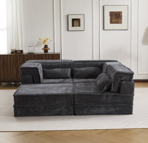English Elm Compression Mahjong Sofa: Versatile Modular Floor Bed With Plush Fleece, No Assembly & Cozy Design W3723S00025