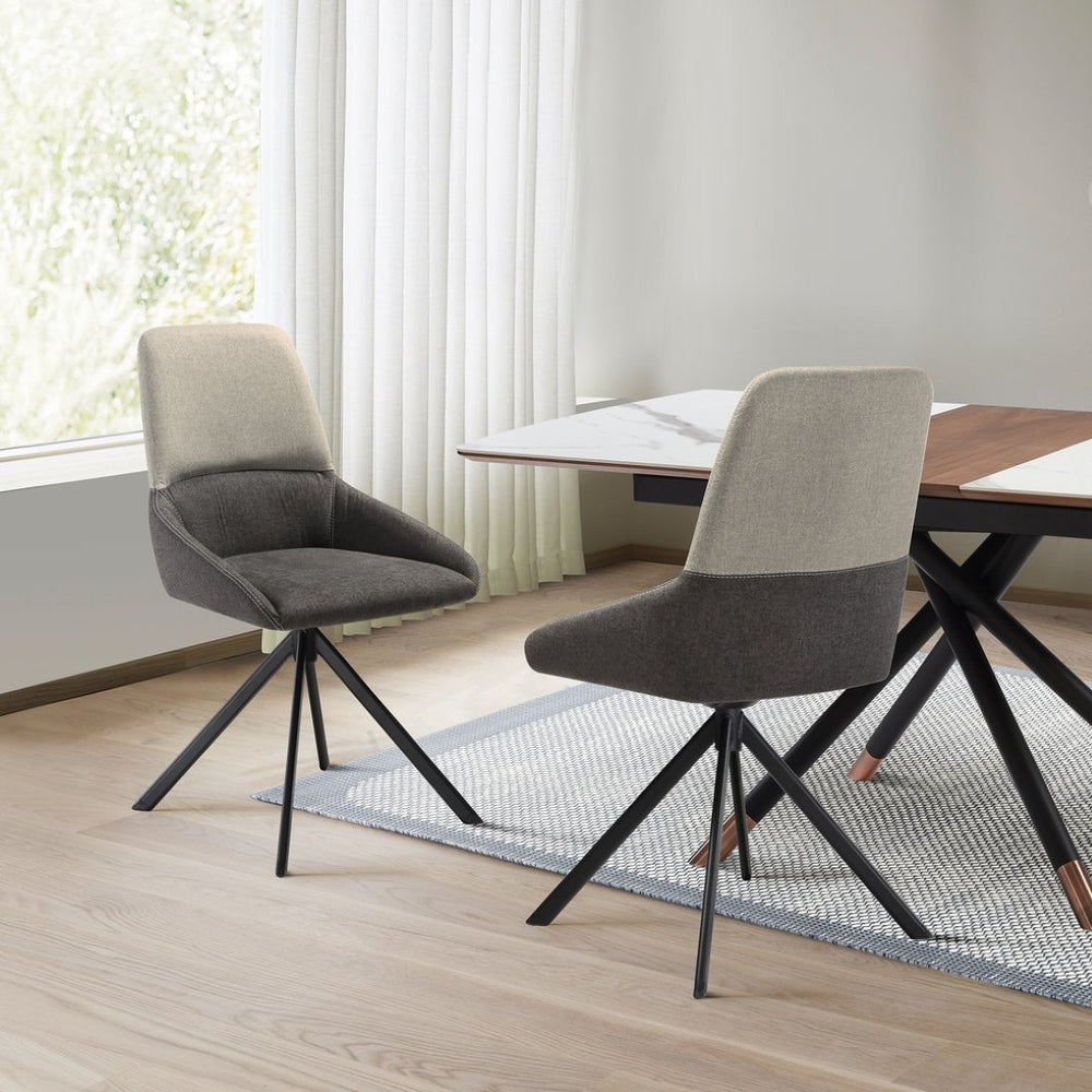 English Elm Maverick Swivel Polyester Dining Chairs with Black Metal Legs for Modern Kitchens B2736P464831