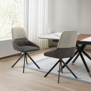 English Elm Maverick Swivel Polyester Dining Chairs with Black Metal Legs for Modern Kitchens B2736P464831