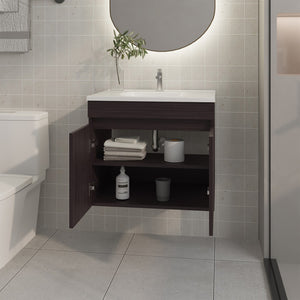 English Elm Colville Floating Wall Mount Vanity Cabinet Matte Finish Modern Bathroom Storage Black B092P439907