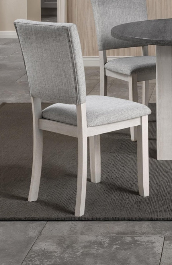 English Elm Contemporary Round Pedestal Dining Set with Upholstered Chairs for Modern Interiors Gray B2741S00779