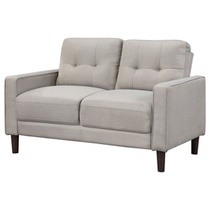 English Elm Harvey Beige Tufted Upholstered Loveseat with Pocket-Coil Seats, Track Arms & Compact Apartment Fit B062P375375
