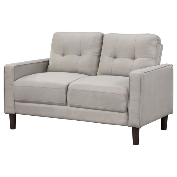 English Elm Harvey Beige Tufted Upholstered Loveseat with Pocket-Coil Seats, Track Arms & Compact Apartment Fit B062P375375