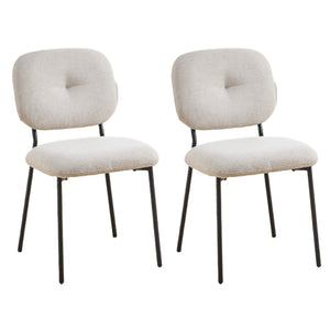 English Elm Modern Upholstered Dining Chairs Set of 2 with Metal Legs — Compact, Ergonomic Accent Seating for Small Spaces White N842P284566A