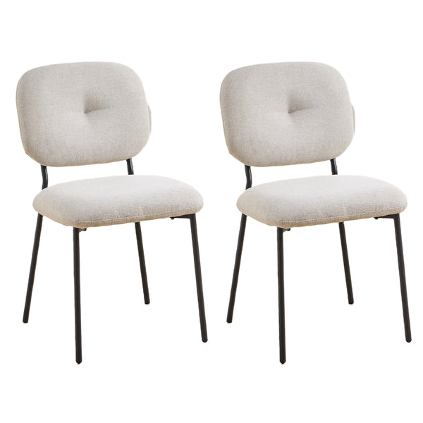 English Elm Modern Upholstered Dining Chairs Set of 2 with Metal Legs — Compact, Ergonomic Accent Seating for Small Spaces White N842P284566A