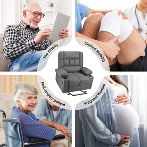 English Elm Oversized Recliner chair with ergonomic support, swivel rocker, quick 5-min assembly for adults comfort Grey T3623P408759