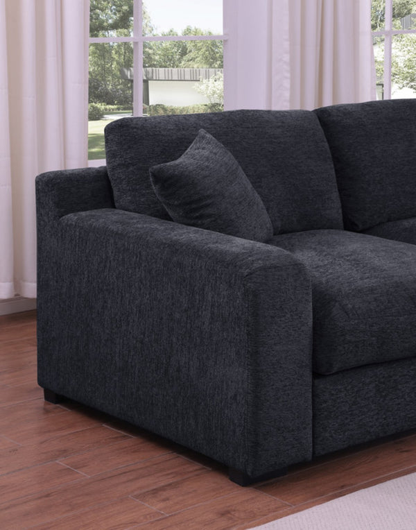 English Elm Chiara Chenille Corner Sectional with Chaise Cupholders Charging Ports for Living Room Dark Gray B2749S00115