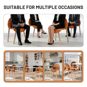 English Elm Summer 5 Piece Round Dining Set Polypropylene Stackable Chairs Oak Legs Modern Style Tropical Orange,White W3450S00037