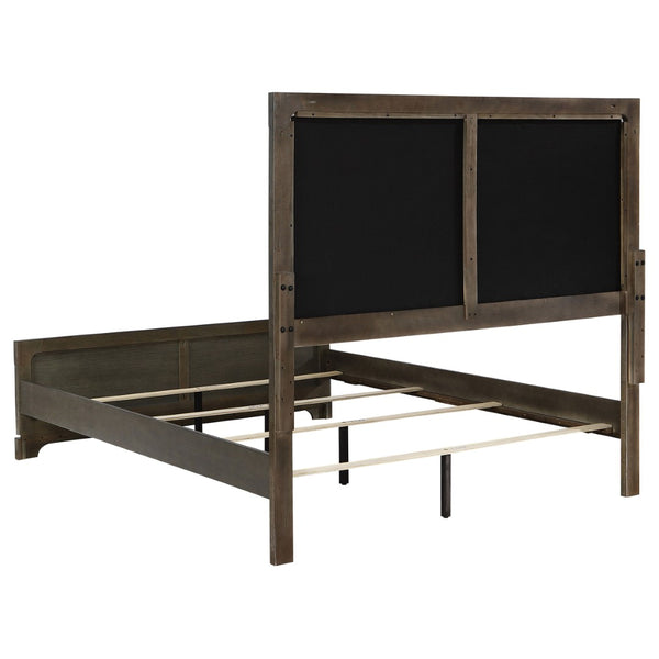 English Elm Pierce Eastern King Panel Bed with Led Lighting and Gloss Diamond Embossed Headboard B062S01539