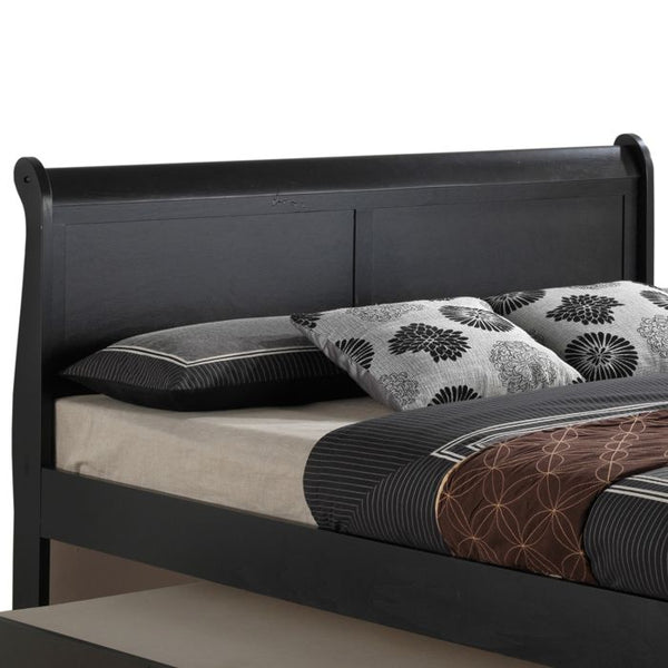 English Elm Classic Black Trundle Bed With Storage Drawers, 44"H x 57"W x 87"D Sturdy Particleboard, Traditional Style B078S00356