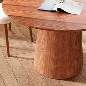 English Elm 39" Round Walnut Solid Wood Dining Table for 2-4, Eco-Friendly Rubberwood Top, Durable Stable Design T3833S00039