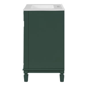 English Elm 24'' Bathroom Vanity with Sink - Solid Wood Frame, Glossy Ceramic Basin, Soft-Close Doors & Ample Storage Elegant Modern Design, Durable MDF Construction, Retro Metal Handles, Compact 24-inch Cabinet Green N710P317675F