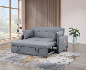 English Elm Ravenna Linen Sleeper Sofa with Built-in Charging Station Tufted Cushions Guest Bed B2749P413197