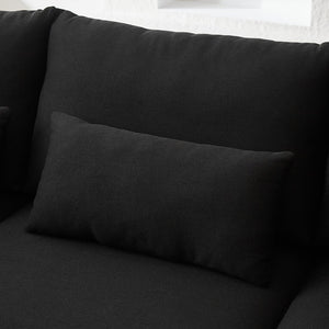 English Elm MH100.2" Sofa Convertible L-Shaped Linen Sectional with Movable Ottoman 5 Cushions 4 Lumbar Pillows Black W1193S00141