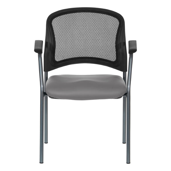 OSP Home Furnishings Progrid Mesh Back Stackable Chair with Titanium Frame for Conference Rooms Stratus 86710R-R103