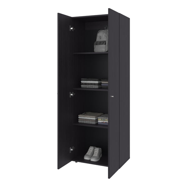 English Elm Armoire 66.9" H - Stylish Black Wengue Design With 2 Doors & 4 Shelves For Modern Bedroom Storage B097P395911