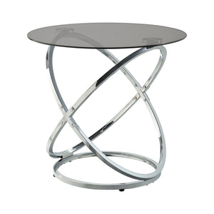 English Elm Modern Marion 3-Piece Occasional Table Set with Tempered Black Glass, Chrome Intersecting Metal Base, Stylish Living Room Accent B011P297657