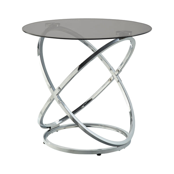 English Elm Modern Marion 3-Piece Occasional Table Set with Tempered Black Glass, Chrome Intersecting Metal Base, Stylish Living Room Accent B011P297657