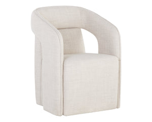 Sunpan Kendrick Wheeled Dining Armchair - Futuristic Design with Comfortable Seating and Cut-Out Armrests Moto Stucco