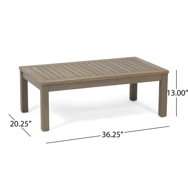 English Elm Christopher Knight Home® - LEAH 4PC Chat Set Beige Acacia Wood Outdoor Patio Sofa Chairs Loveseat Coffee Table, Water-Resistant Cushions 65909.00GRY