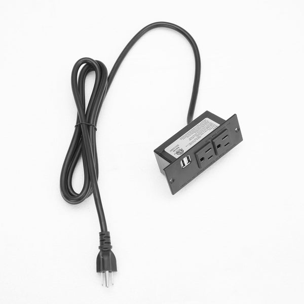 English Elm Open Dresser Nightstand with Charging Station and Open Shelf, 2 Drawers, Solid Wood Legs, Farmhouse Appeal White W1693P216932