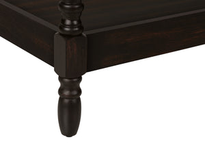 English Elm Accent Square Two-Tier Table with Grooved Top and Turned Legs, Compact Nightstand with Shelf, Brown Veneer Walnut 28 L x 25 W x 8 H B2710P219483