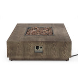 Christopher Knight Home® Noble House Wellington Square Iron Wood Pattern Fire Pit -50,000 Btu Tank Outside