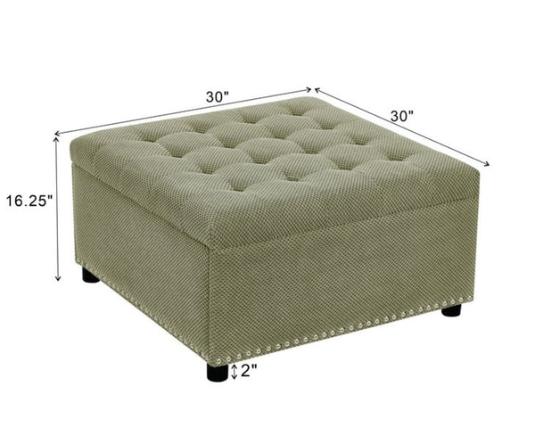 English Elm Storage Ottoman Tufted Nailhead Trim Lift Top Footstool for Living Room or Bedroom Camel W5568P447106