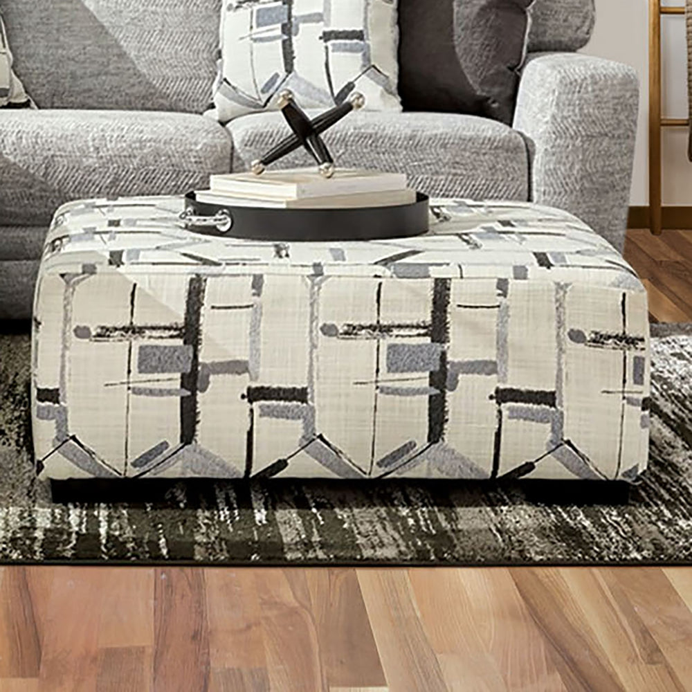 English Elm Contemporary Square Ottoman In Soft Ivory Chenille – Stylish Upholstered Design With Tapered Legs B2741P355260