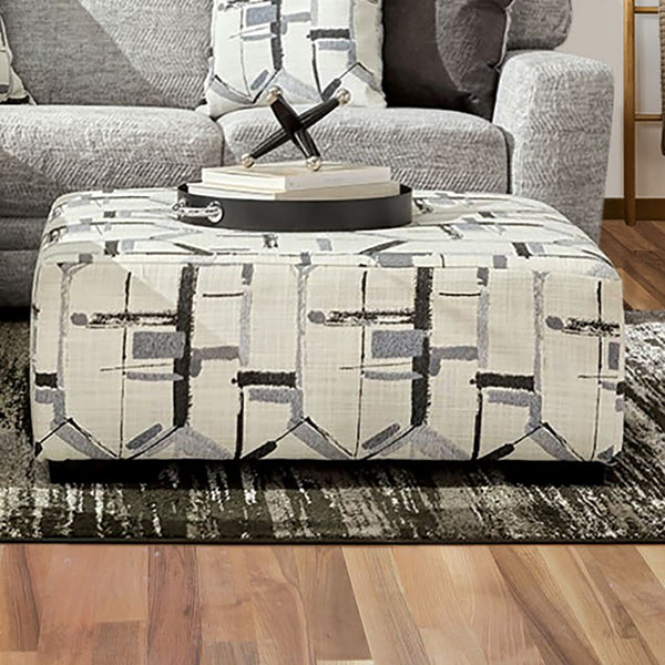 English Elm Contemporary Square Ottoman In Soft Ivory Chenille – Stylish Upholstered Design With Tapered Legs B2741P355260