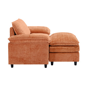 English Elm Accent Chair With Ottoman - Cozy Chenille Lounge Sofa For Living Room, Bedroom & Office Comfort W2100S00176