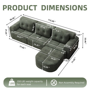 English Elm Modular Sectional Sofa with Chaise Full Foam Build Woven Fabric for Living Room Blackish Green W2379S00006