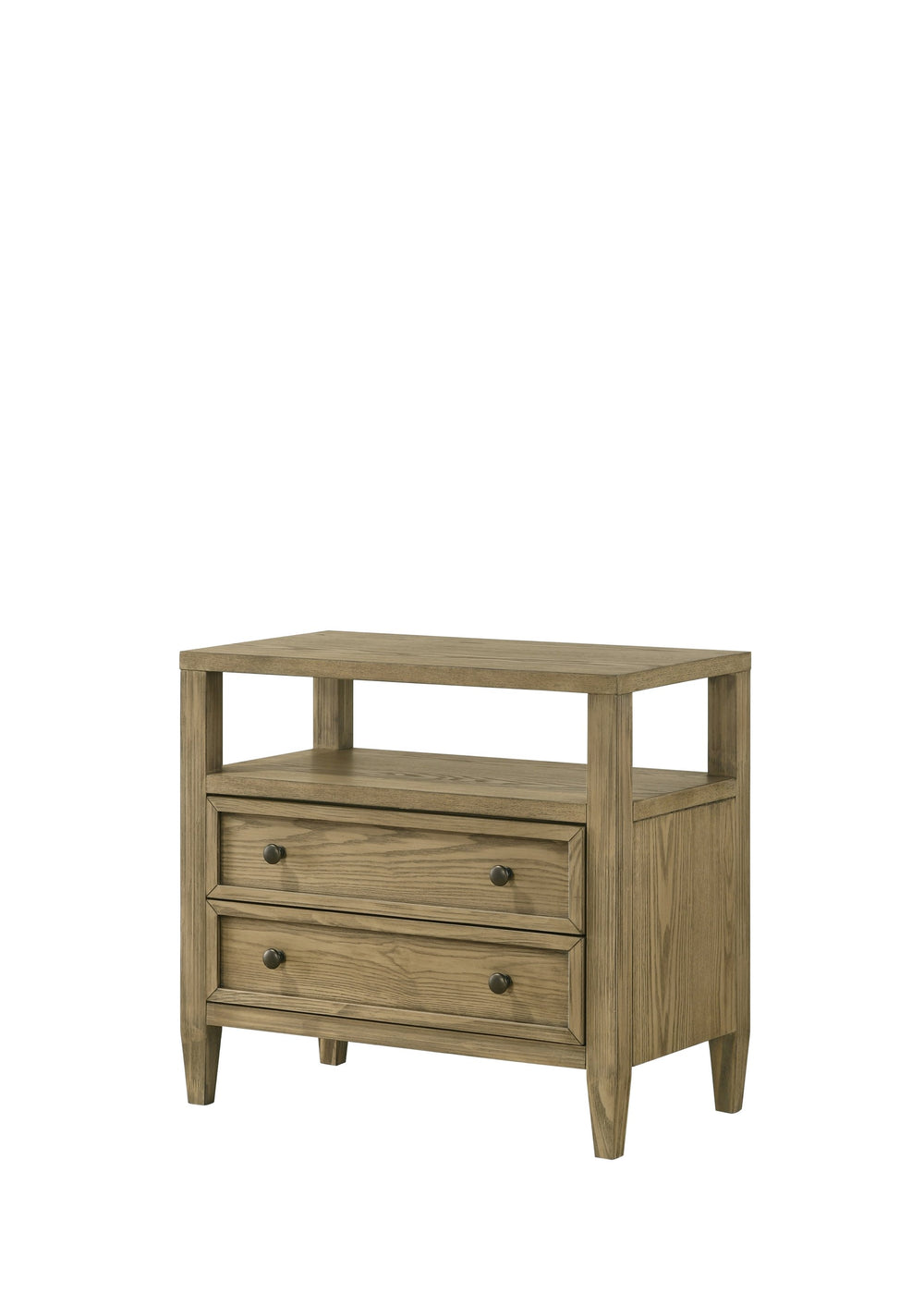 English Elm 1pc Rustic Nightstand with Single Drawer and Open Bottom Shelf - Sturdy Wooden Bedside Table, Stylish Storage Beige,Tan 31 L x 19 W x 29 H B011P255746