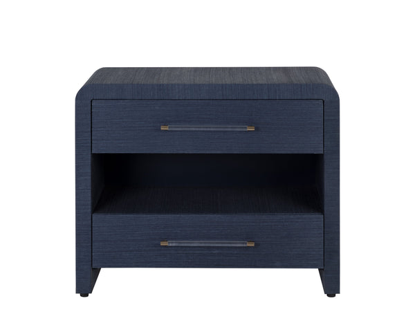 Sunpan Atherton Nightstand - Modern Global Design with Rich Texture, Soft-Closing Drawers & Unique Character Indigo