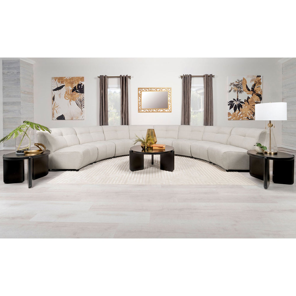 English Elm Sycamore Demi-Lune 8-Piece Curved Upholstered Sectional Sofa in Ivory — Elegant Armless Modular Design B062S01078