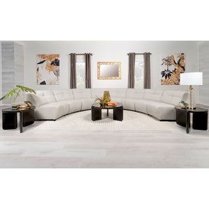 English Elm Sycamore Demi-Lune 8-Piece Curved Upholstered Sectional Sofa in Ivory — Elegant Armless Modular Design B062S01078