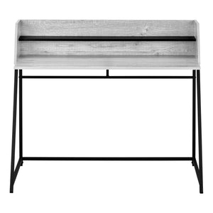English Elm Computer Desk - Modern Grey Laminate Workstation With Storage Hutch And Black Metal Accents, 48" L B2710P219837