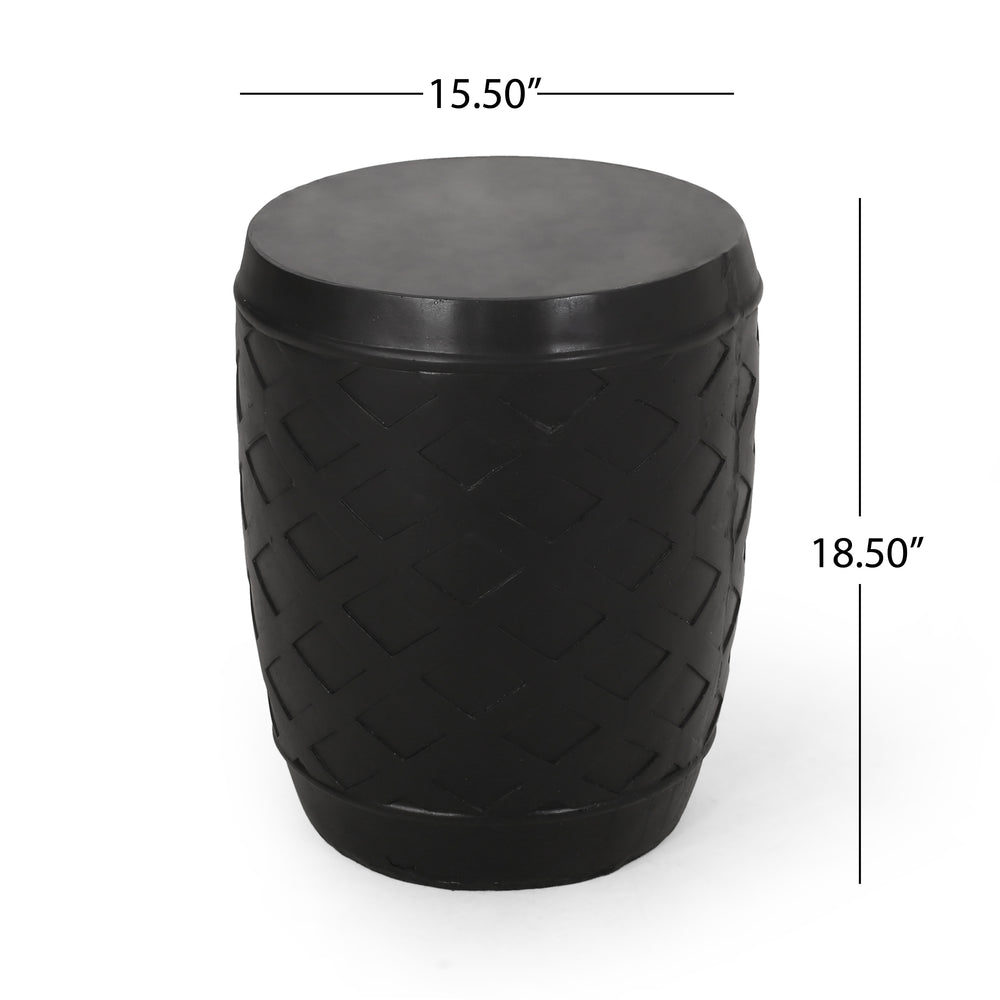 English Elm Christopher Knight Home® - SIDE Concrete Lattice Side Table in Black — Lightweight Durable Modern 15.5" x15.5" x18.5" No Assembly 67523.00BLK