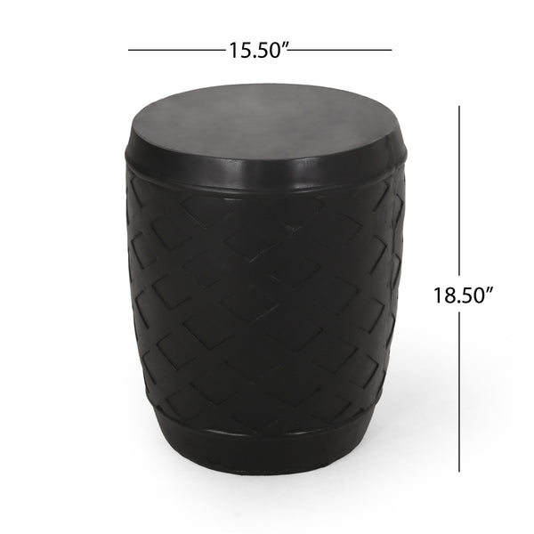 English Elm Christopher Knight Home® - SIDE Concrete Lattice Side Table in Black — Lightweight Durable Modern 15.5" x15.5" x18.5" No Assembly 67523.00BLK