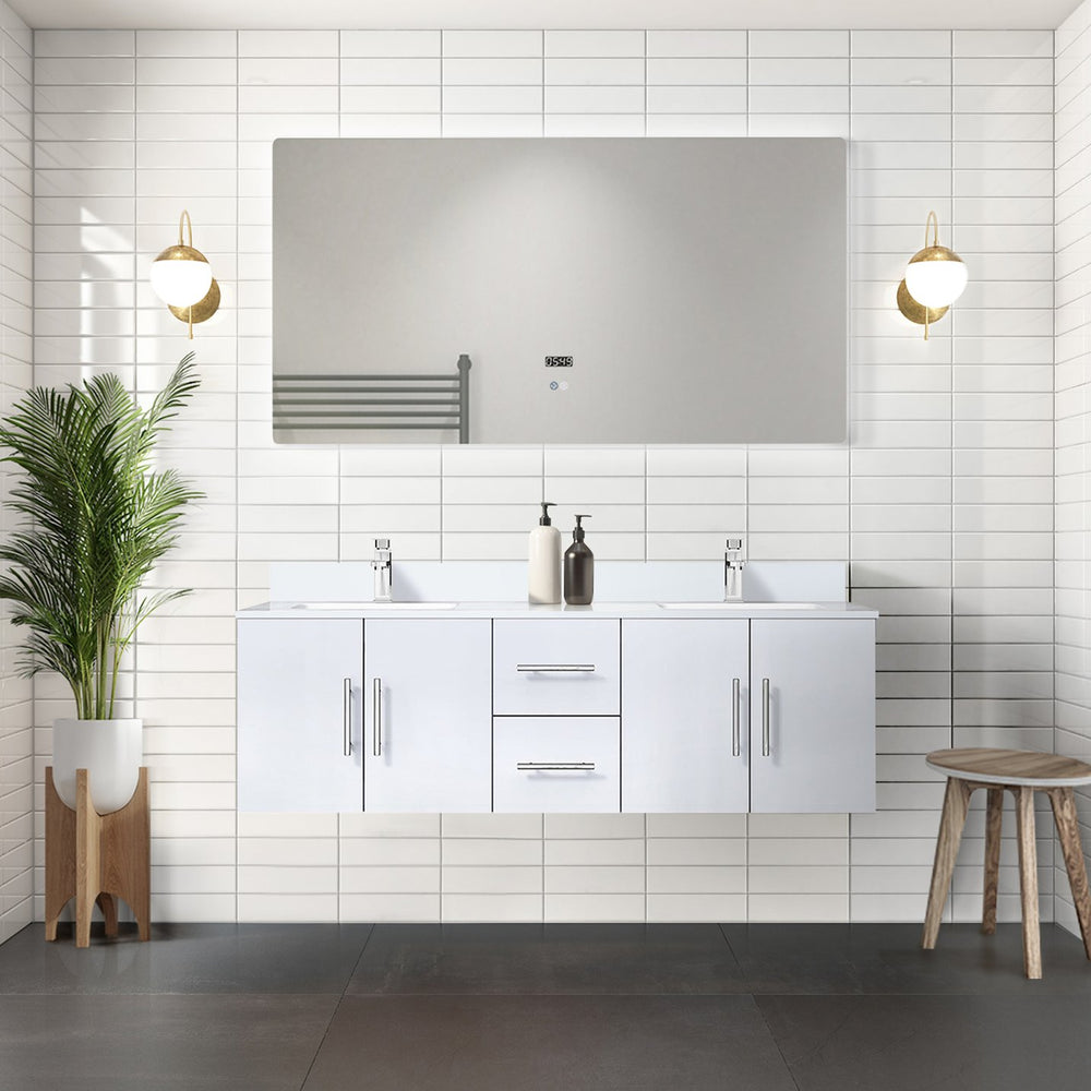 English Elm Glossy 60" Double Bath Vanity with Cultured Marble Top, Solid Wood Frame, Soft-Close Drawers, Ample Storage B2731P258688
