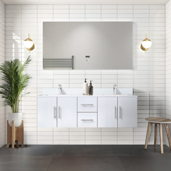 English Elm Glossy 60" Double Bath Vanity with Cultured Marble Top, Solid Wood Frame, Soft-Close Drawers, Ample Storage B2731P258688