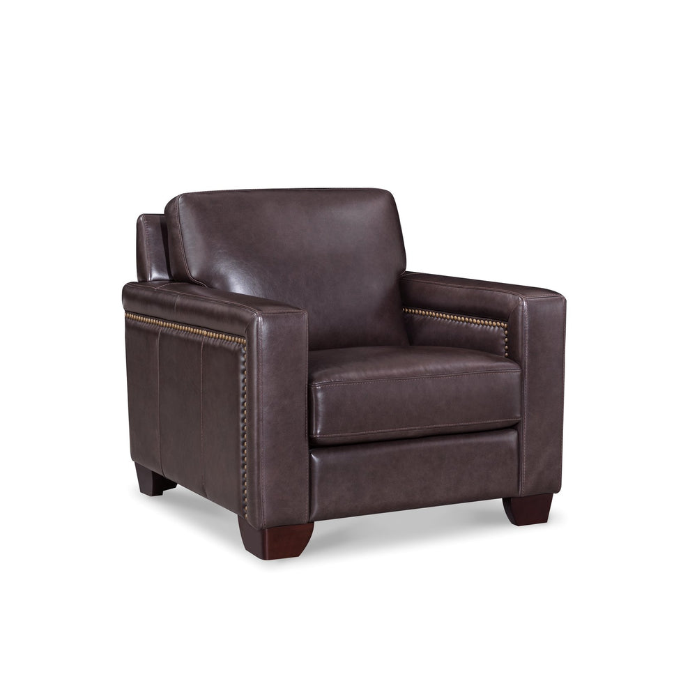 English Elm Alice Premium Brown Leather Chair with Pocket Coil Cushions, Memory Foam & Kiln-Dried Frame Durable Comfort B2705P338109