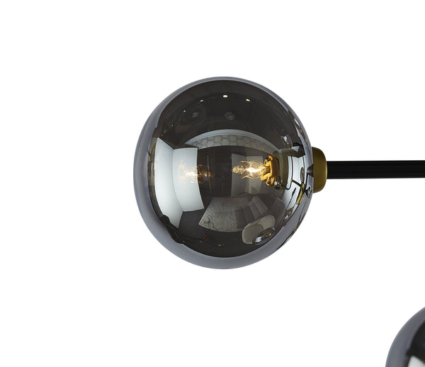 Sunpan Deimos Chandelier - Modern Ceiling Light with Smoke Grey Glass and Black Iron, Perfect for Any Space Small - 31W x 31D x 49H