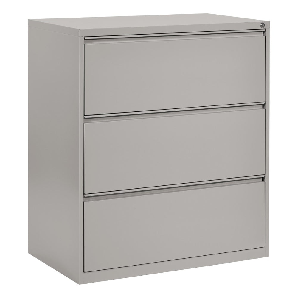 OSP Home Furnishings 36" Steel Lateral File Cabinet with Three Drawers Ball-bearing Slides and Locking Security LF336-HF