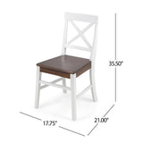 Christopher Knight Home® - Noble House - Roshan Farmhouse Walnut Finish Acacia Wood Dining Chairs with White Finish Frame