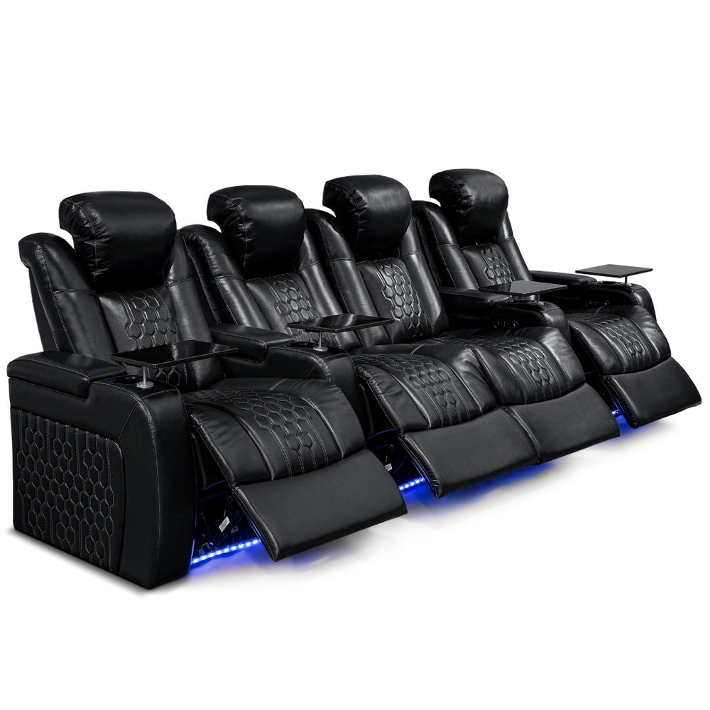 English Elm 124.4"power Reclining Sectional Nappa Leather Home Theater Rgb Led Smart Charging W3819S00094