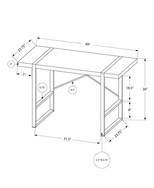English Elm Computer Desk - Sleek White Laminate With Grey Metal Frame, Perfect For Home Office & Small Spaces B2710P219885
